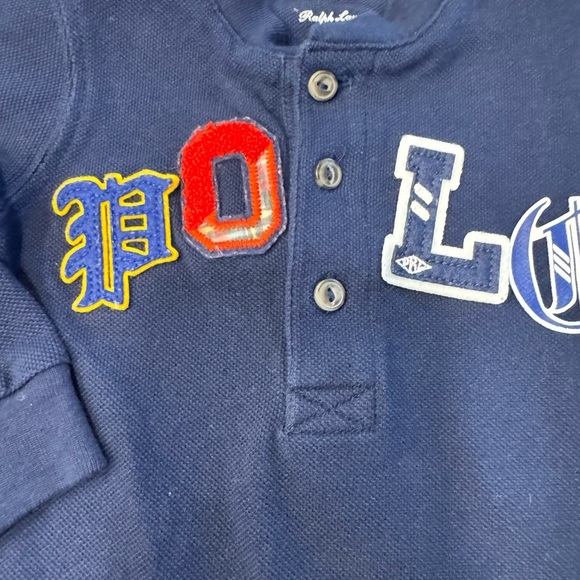 Ralph Lauren Baby Boy LOT OF 2 Rompers Navy L/S Salmon S/S W/ Collar NEW Sz 6 Mo - Picture 11 of 14